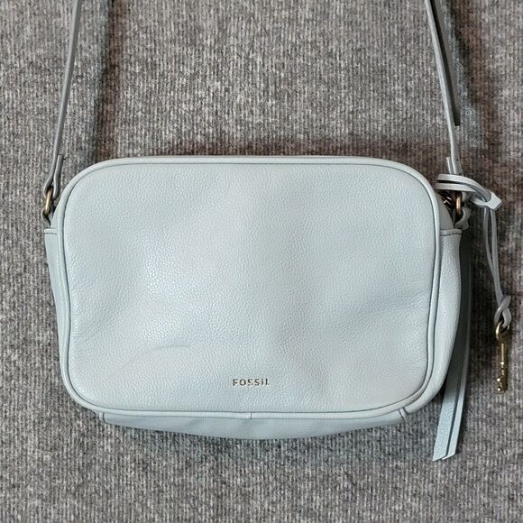 Fossil Crossbody Bag Womens Blue Pebbled Leather Shoulder Handbag Purse - Picture 7 of 16